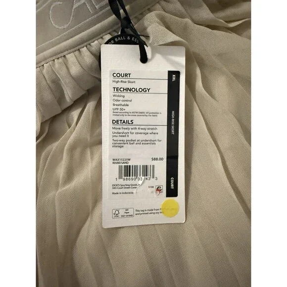 CALIA Women’s Court Skort XXL Khaki Sand Pleated Tennis Golf Athletic NWT - Picture 4 of 7